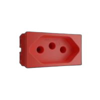 Modulo 1/3 tomada 2p+t 20a/250v (fundo vermelho)
