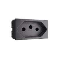 Modulo 1/03 tomada 2p+t 10a/250v cor chumbo